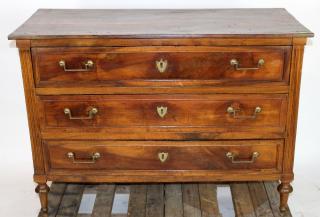 Appraisal: Louis XVI drawer commode in walnut Louis XVI drawer commode