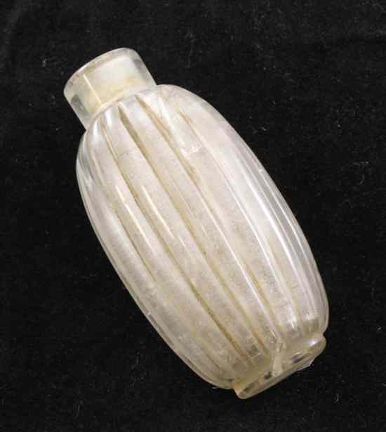 Appraisal: A Chinese fluted rock crystal snuff bottle ins Estimate -