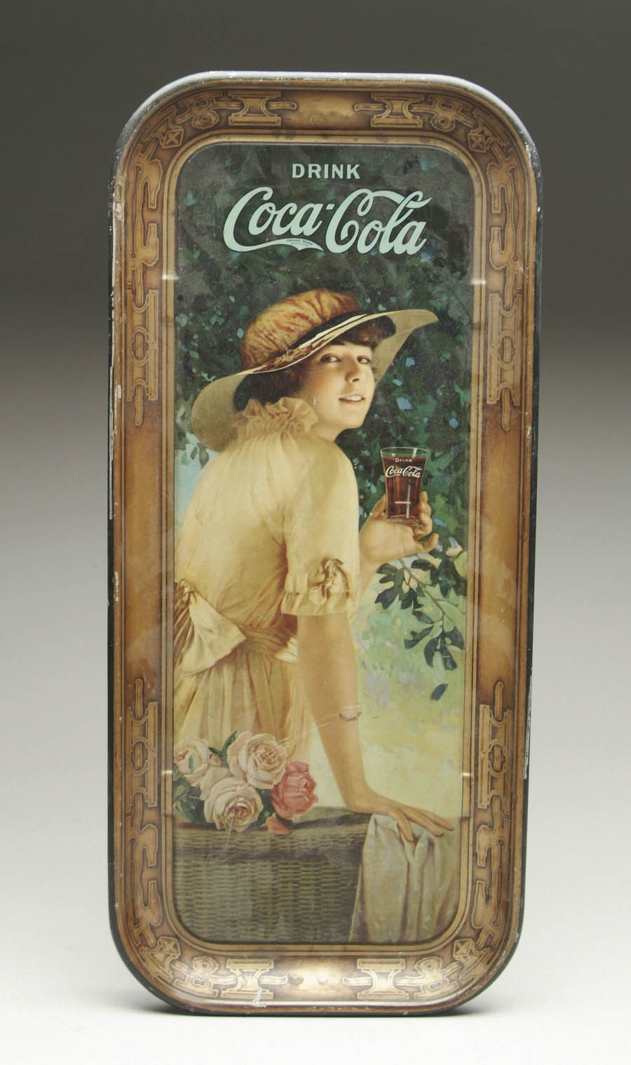 Appraisal: COCA-COLA SERVING TRAY Image of Elaine in yellow summer dress