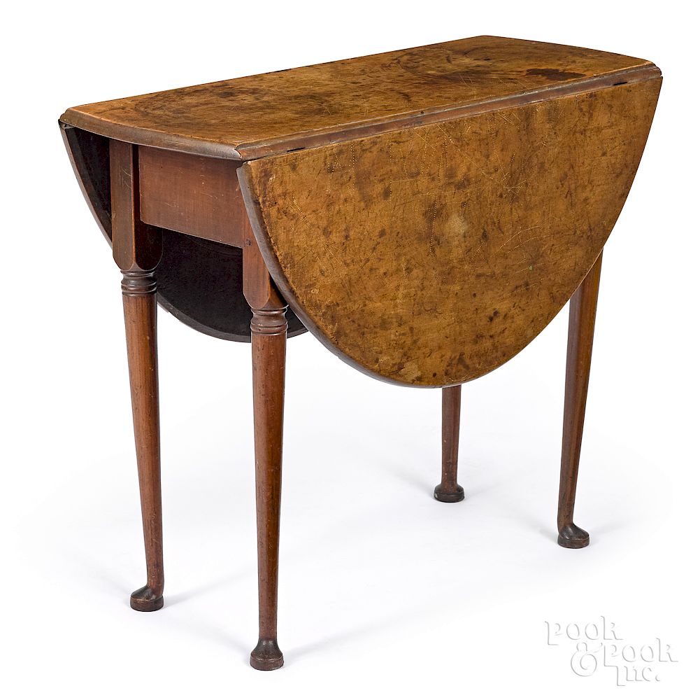 Appraisal: Diminutive New England Queen Anne drop-leaf table Diminutive New England