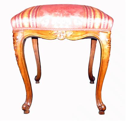 Appraisal: Louis XVI style carved walnut stool The serpentine stuff-over seat