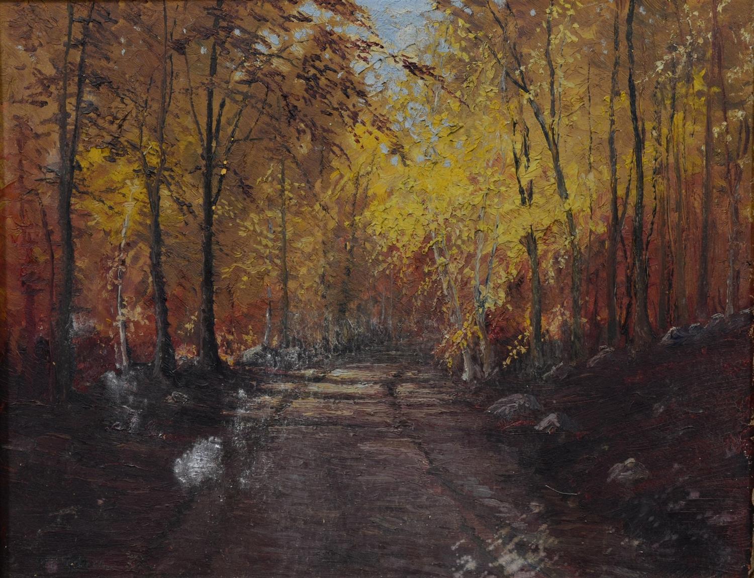 Appraisal: Warren Francis Snow American b oil on board Autumnal Landscape