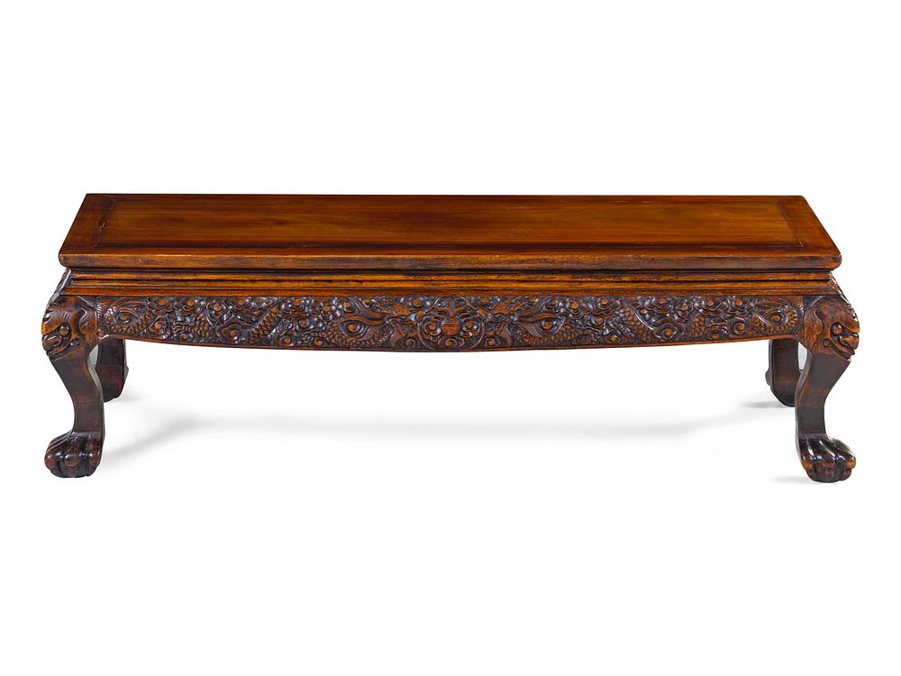 Appraisal: A Chinese Carved Hardwood Kang Table A Chinese Carved Hardwood