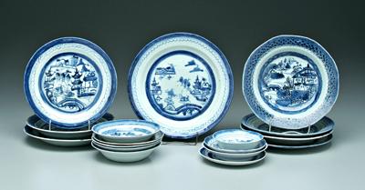 Appraisal: pieces Canton porcelain shallow bowls and plates variations of harbor