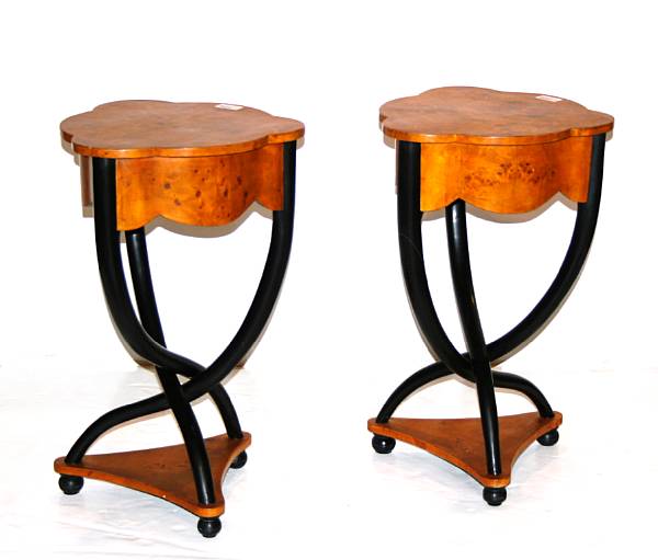 Appraisal: A pair of triangular Biedermeier style tables height in width