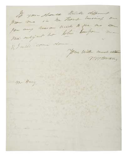 Appraisal: VAN BUREN MARTIN Autograph Letter Signed M V Buren as