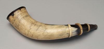 Appraisal: Early powder horn finely detailed three-masted frigate with British flag