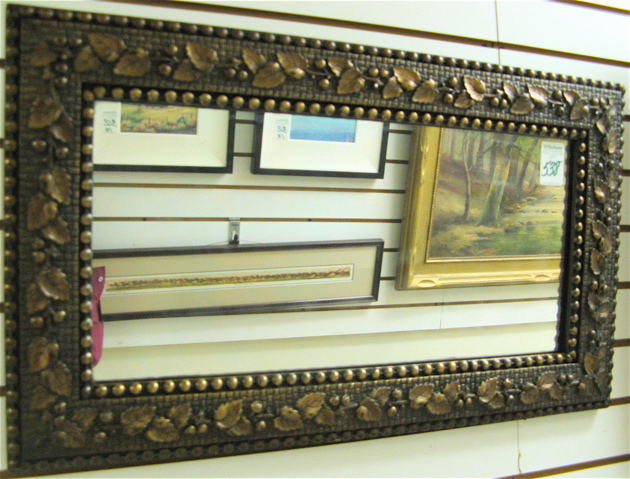 Appraisal: VICTORIAN AMERICAN RECTANGULAR WALL MIRROR the frame having raised copper