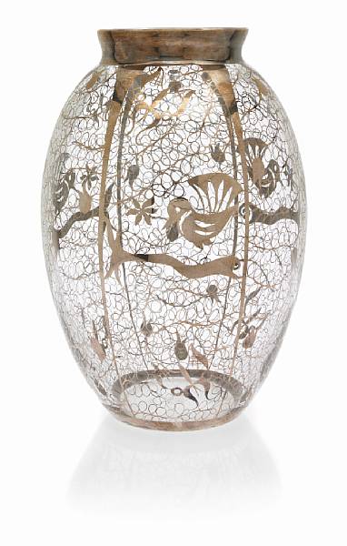 Appraisal: A French silver overlaid glass vase s with indistinct marks