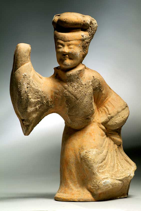 Appraisal: HAN SICHUAN POTTERY DANCER Extremely well modeled Chinese Han Dynasty