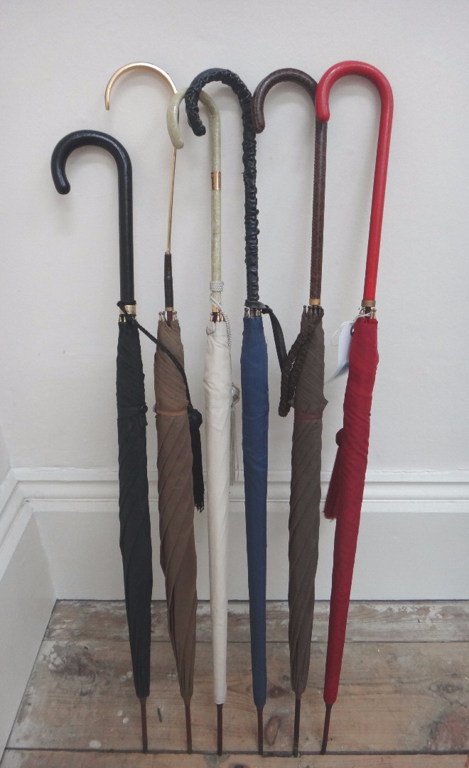 Appraisal: A collection of six lady's vintage umbrellas with differing colour