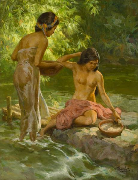 Appraisal: Fernando Cueto Amorsolo Filipino - Bathing signed and dated 'F