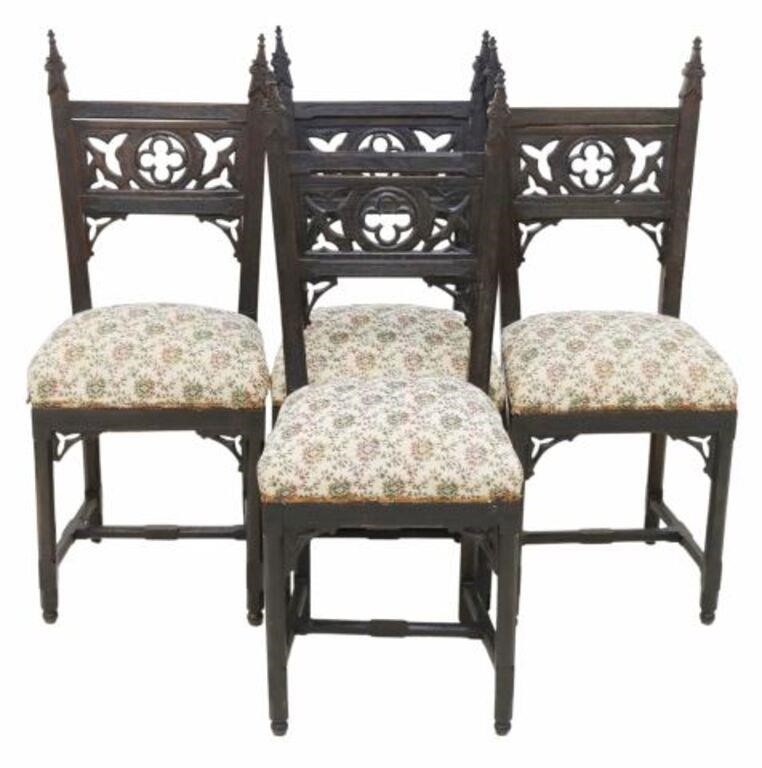 Appraisal: lot of Gothic Revival oak side chairs th c spire