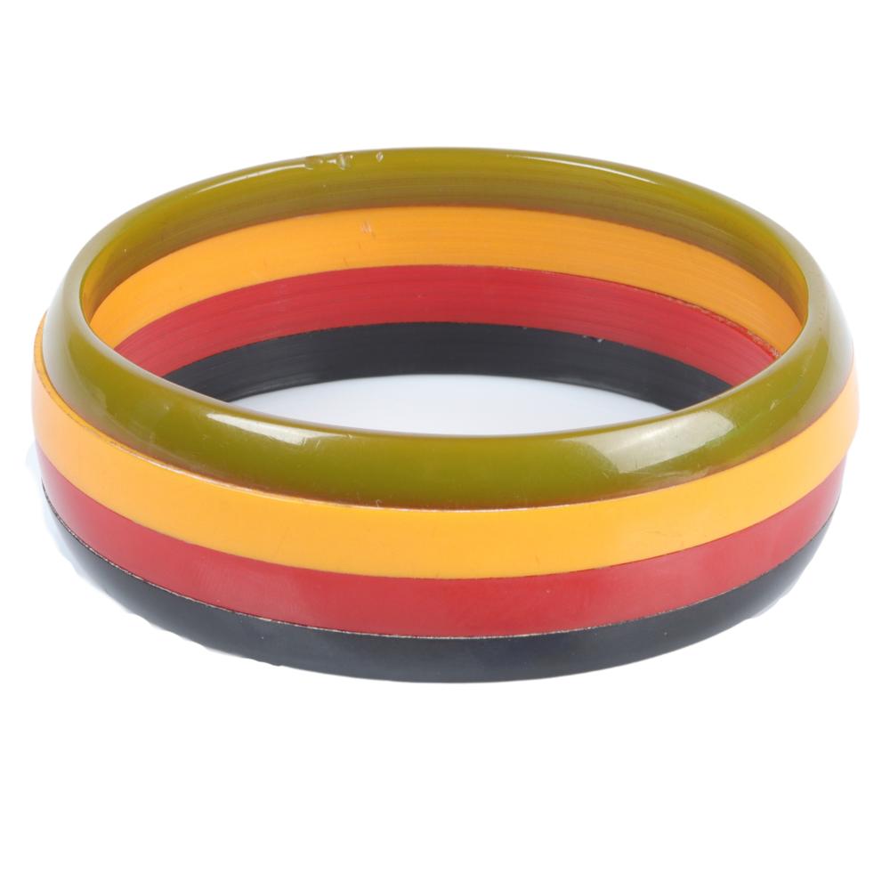 Appraisal: FLAT WALLED COLOR STRIPED BAKELITE BANGLE INNER DIA X WFlat