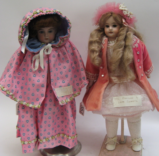 Appraisal: TWO BISQUE HEAD GIRL DOLLS both H One having blond