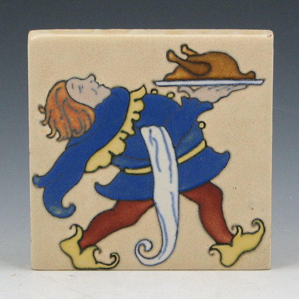 Appraisal: Flint Faience Court Server Tile - Excellent Flint Faience tile