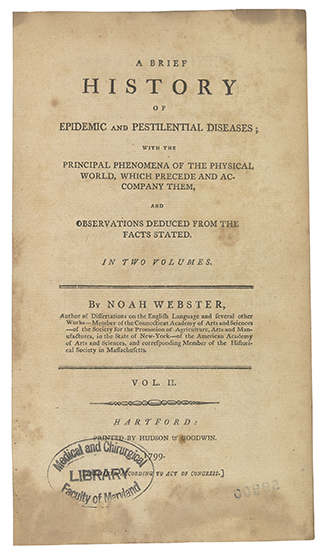 Appraisal: WEBSTER NOAH A Brief History of Epidemic and Pestilential Diseases