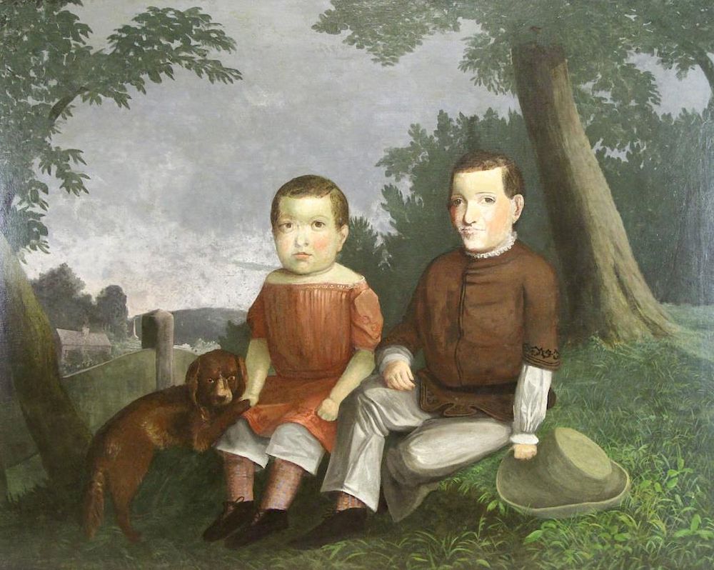 Appraisal: CONNER James L Oil on Canvas The Standford Children Signed