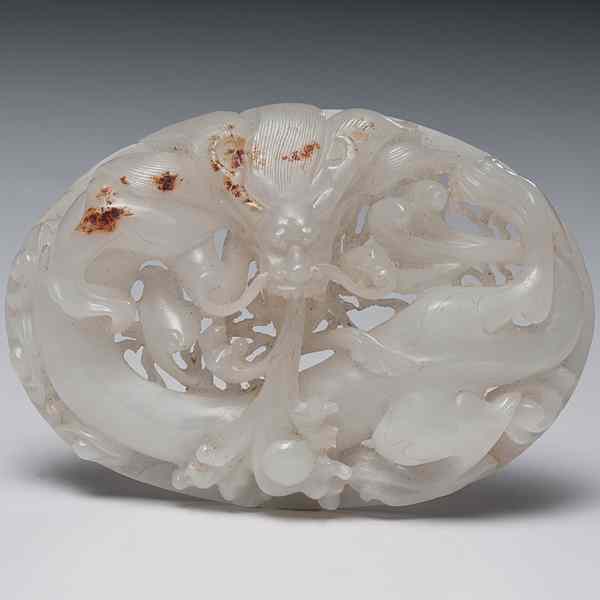 Appraisal: Chinese Carved Jade Openwork Pendant Chinese th century a finely