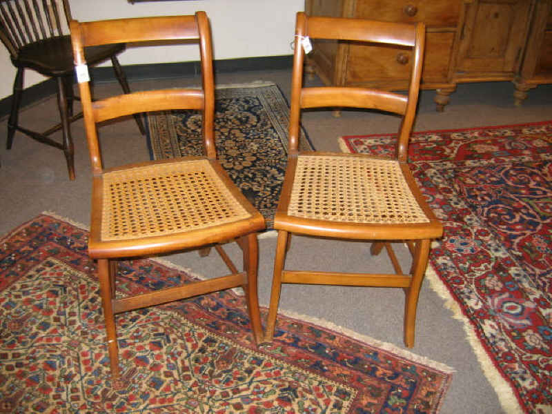 Appraisal: FIVE AMERICAN TH CENTURY LADDERBACK SIDE CHAIRS All with rush