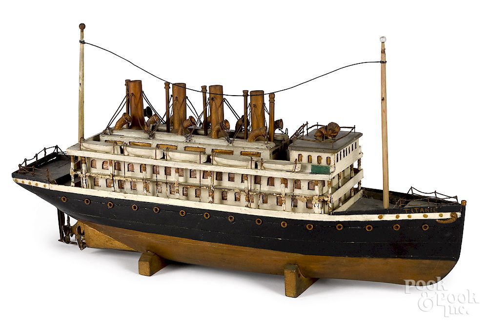 Appraisal: Painted wood Titanic ship model Painted wood Titanic ship model