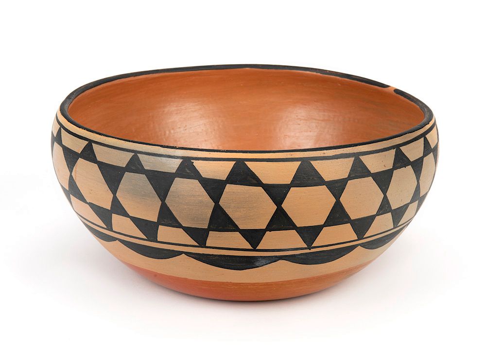 Appraisal: Santo Domingo Polychrome Dough Bowl Santo Domingo Polychrome Dough Bowl