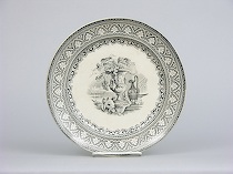 Appraisal: Black Transfer ware Athena Plate by Wedgwood and Bentley ca