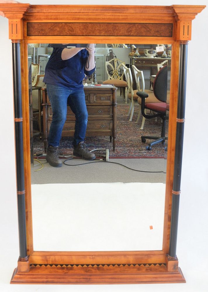 Appraisal: David Linley Mirror having ebonized columns flanking bevel mirror top