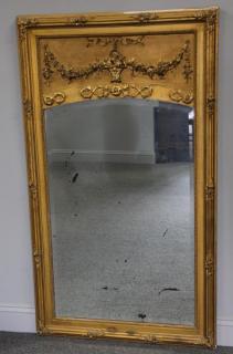 Appraisal: Antique Giltwood Trumeau Style Mirror From a Great Neck Long