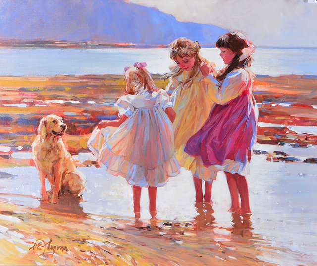 Appraisal: DIANNE ELIZABETH FLYNN b Happy Days signed oils on canvas