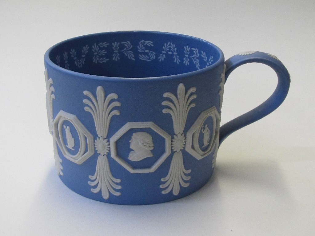 Appraisal: Wedgwood white on pale blue jasper mug commemorating the th