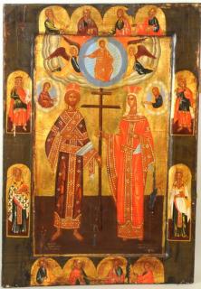 Appraisal: Large Greek Icon of Saints Constantine Helen Large and impressive