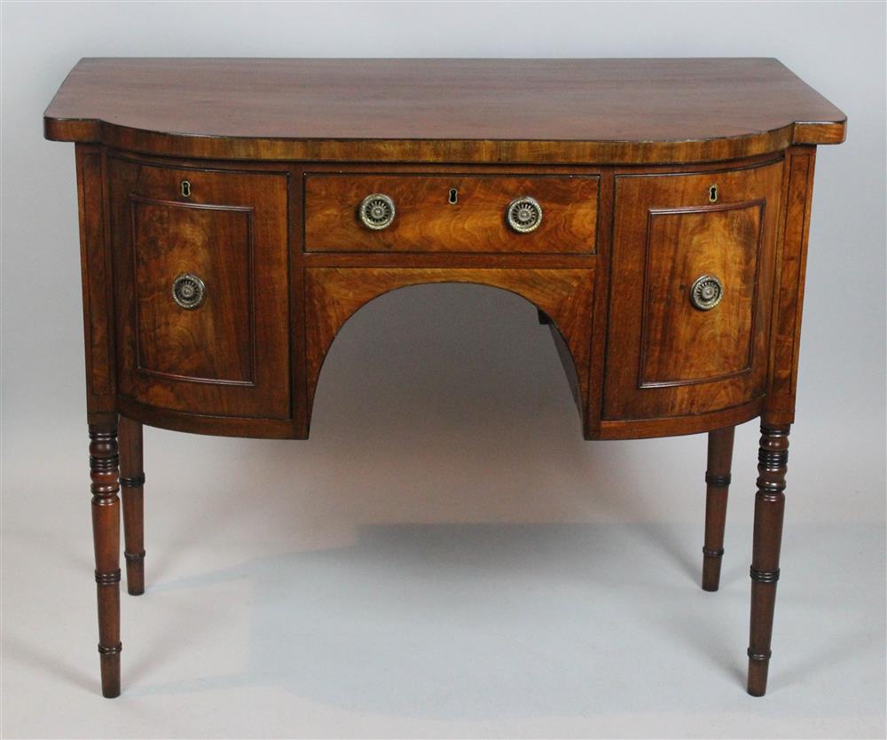 Appraisal: ENGLISH REGENCY INLAID MAHOGANY SIDEBOARD having a rectangular top with