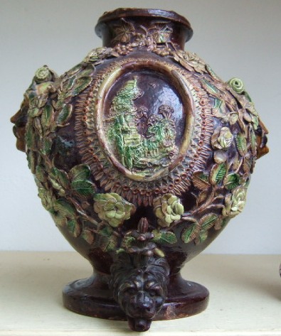 Appraisal: A Palissy style bottle vase late th century moulded to