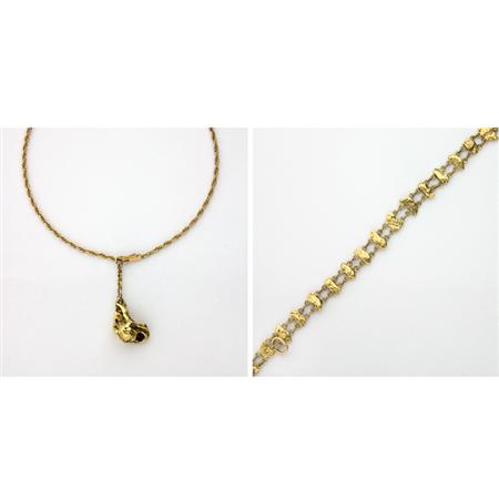 Appraisal: Gold Nugget Bracelet and Pendant with Gold Chain Estimate -