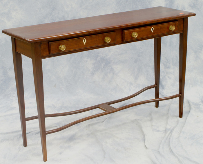 Appraisal: Mahogany Hepplewhite console table with drawers w x d x