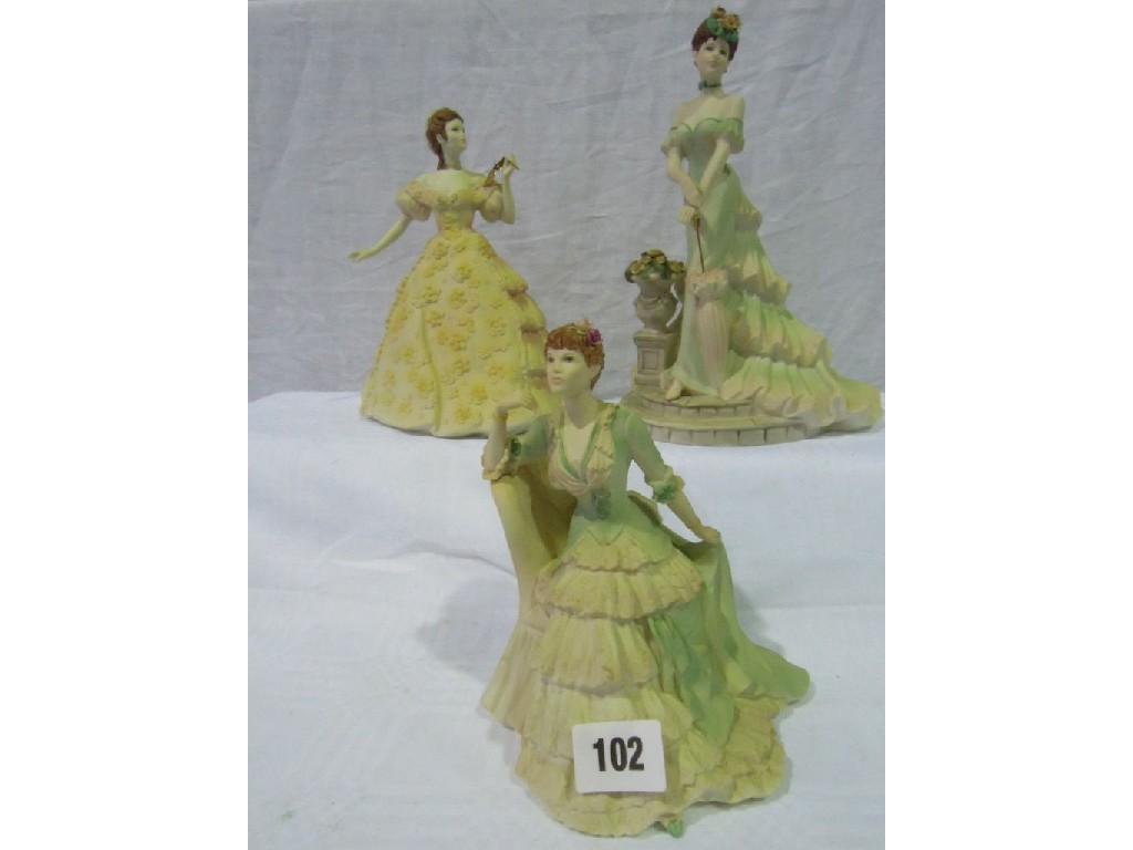 Appraisal: Three Coalport figures - Mademoiselle Rochell Victoria Gardens and Society