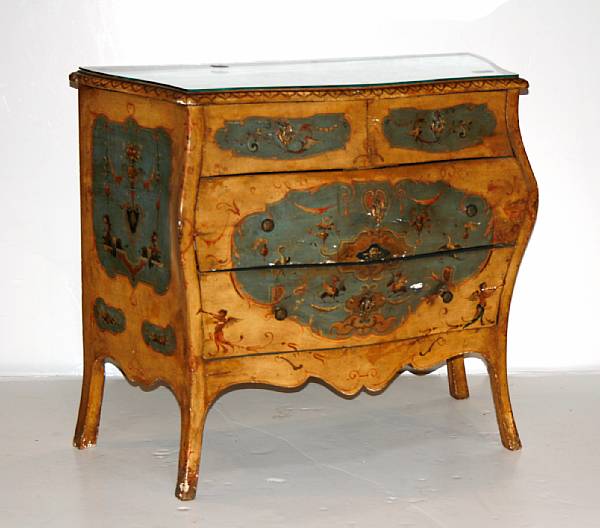 Appraisal: A Venetian Rococo style painted commode th century height in