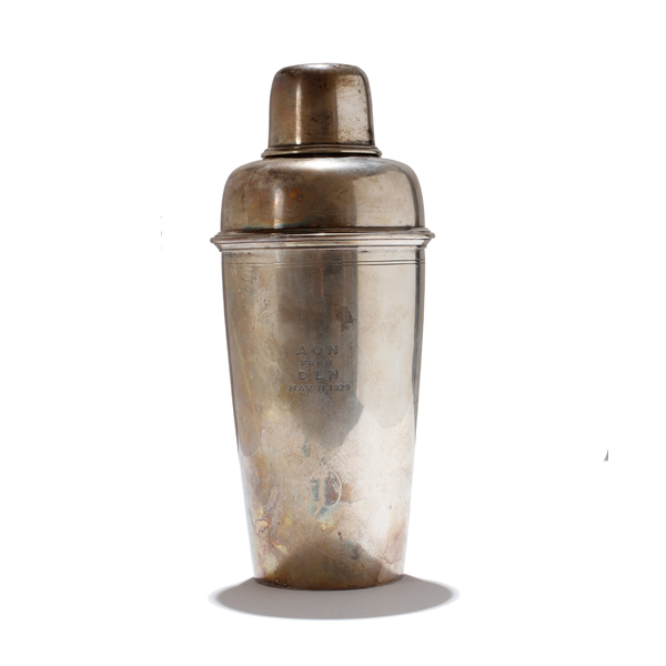 Appraisal: Large Tiffany Co sterling silver pint cocktail shaker Engraved 'AON