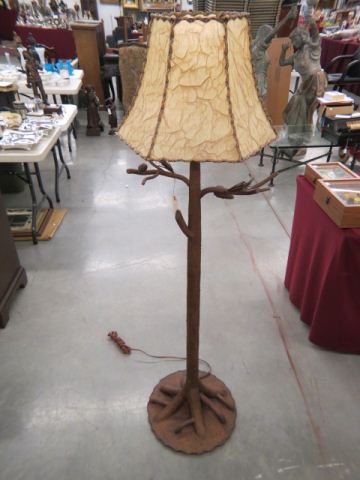 Appraisal: Ponderosa Metal Floor Lamp figural tree base with pinecone decor