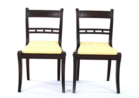 Appraisal: PAIR NEW YORK MAHOGANY CARVED KLISMOS CHAIRS first half of