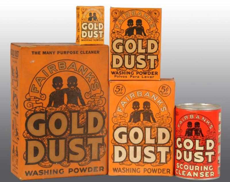 Appraisal: Lot of Gold Dust Product Containers Boxes Description All are