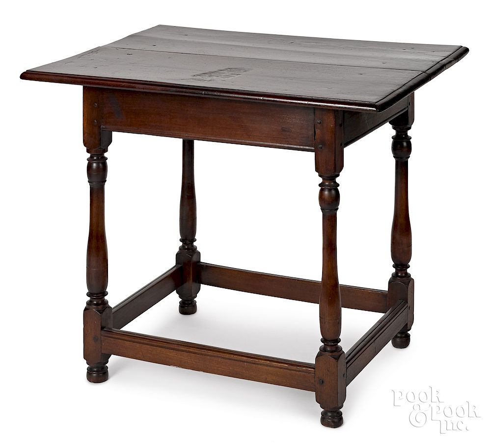 Appraisal: American William and Mary walnut tavern table Exclusive on Bidsquare