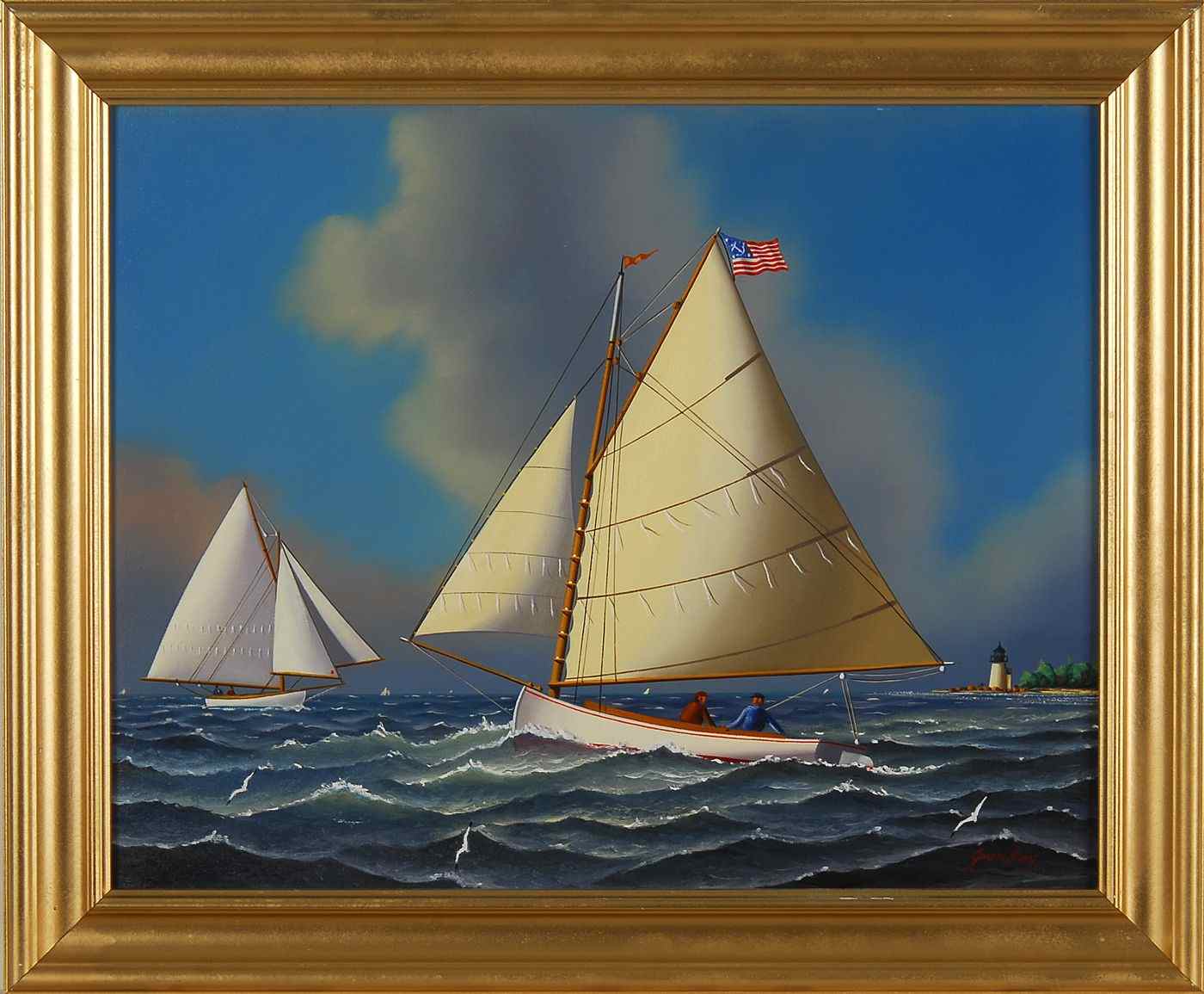 Appraisal: JEROME HOWESAmerican b Catboats off Nantucket Light Signed lower right