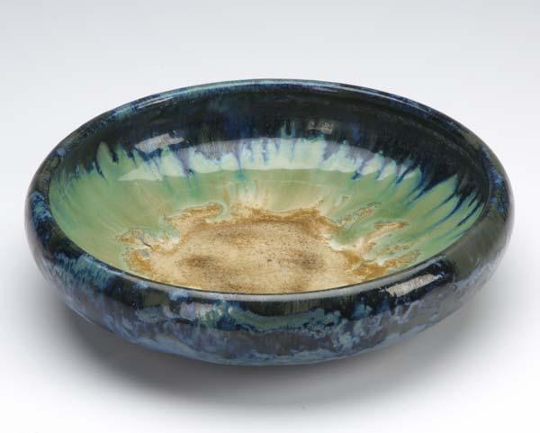 Appraisal: FULPER Low bowl covered in a deep blue and green