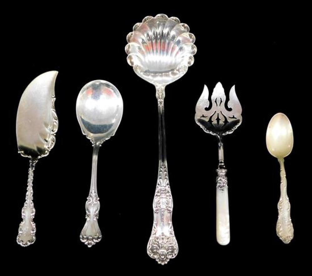 Appraisal: SILVER Five sterling serving pieces makers include Dominick Haff Whiting