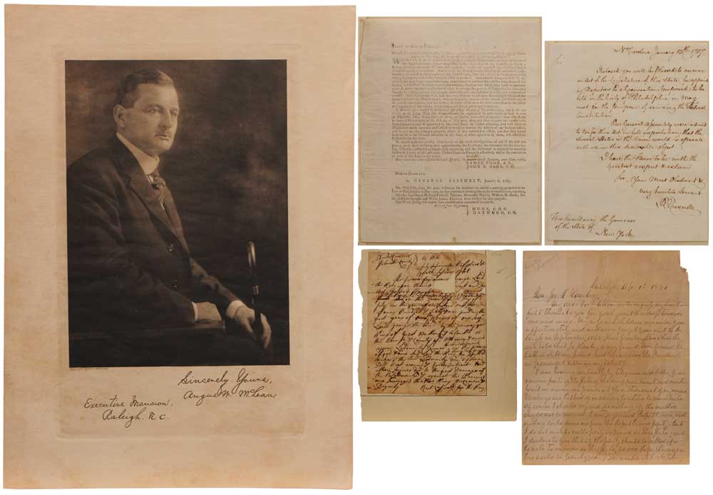 Appraisal: Three North Carolina Governors' Documents American th through th centuries