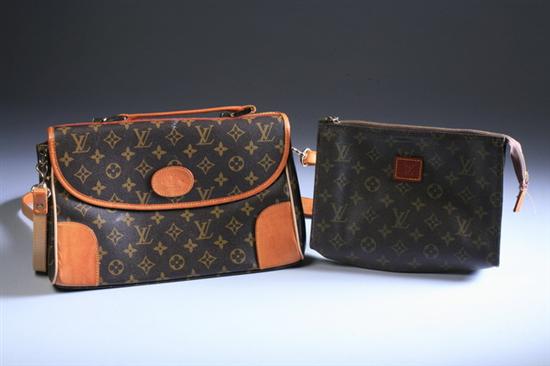 Appraisal: LOUIS VUITTON LEATHER HANDBAG AND POCHETTE handbag with leather labels