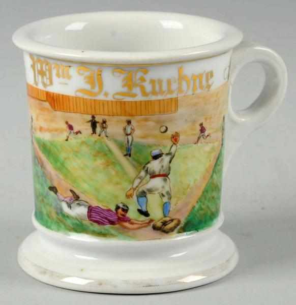 Appraisal: William J Kuehne Baseball Shaving Mug Fantastic occupations shaving mug