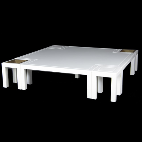 Appraisal: KARL SPRINGER Large coffee table with white lacquer finish and